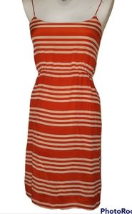 J Crew  Orange and Ehite Stripped Spaghetti Strap Dress sz 0